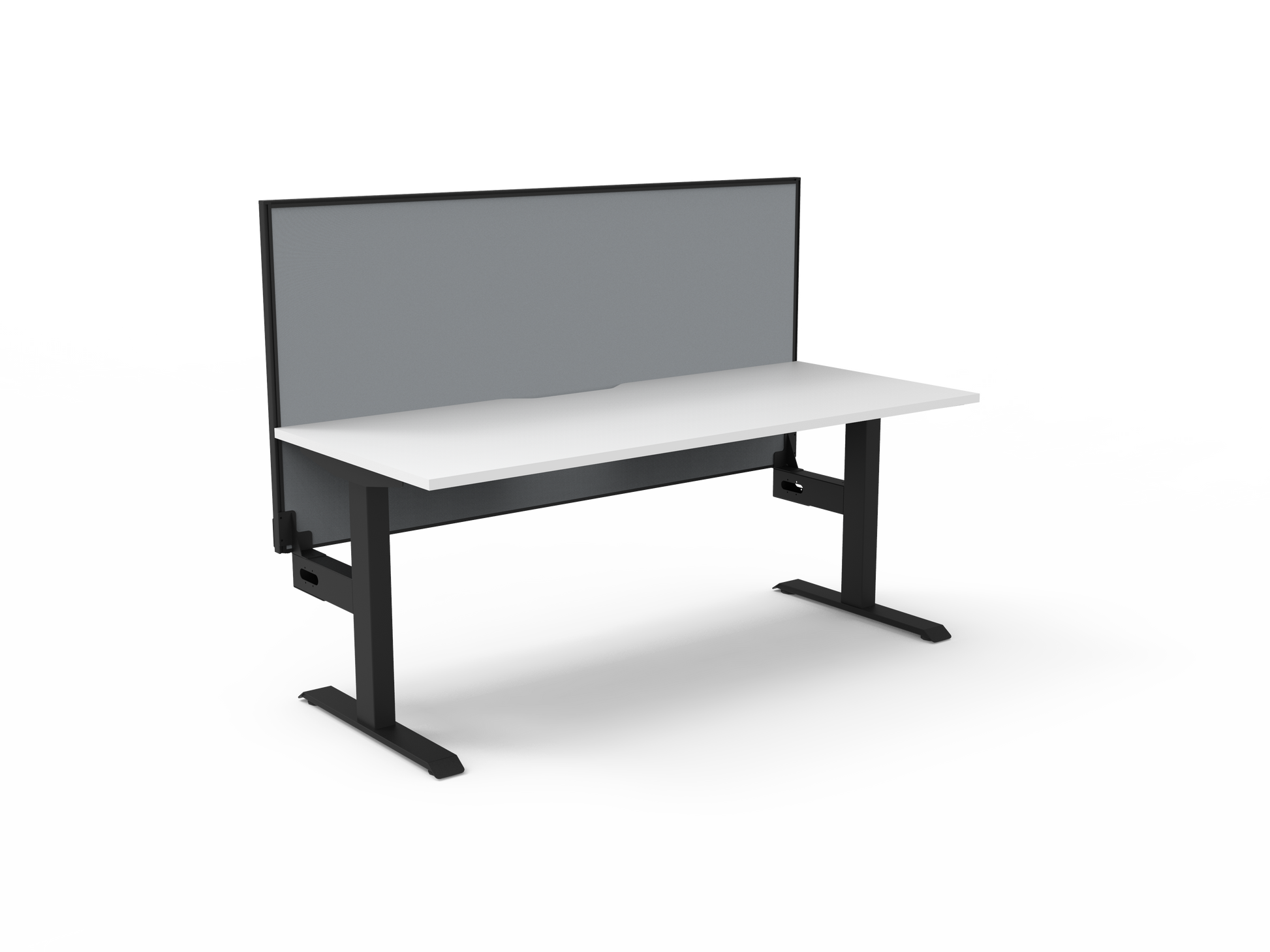 Rapidline Boost Static fixed height single sided workstation, E0 rated Natural White top on a black satin powdercoated frame. Supplied product image for model SB1PWS1275 NW/BL. View 1.