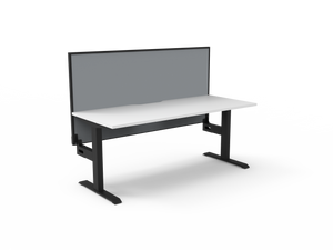 Rapidline Boost Static fixed height single sided workstation, E0 rated Natural White top on a black satin powdercoated frame. Supplied product image for model SB1PWS1275 NW/BL. View 1.