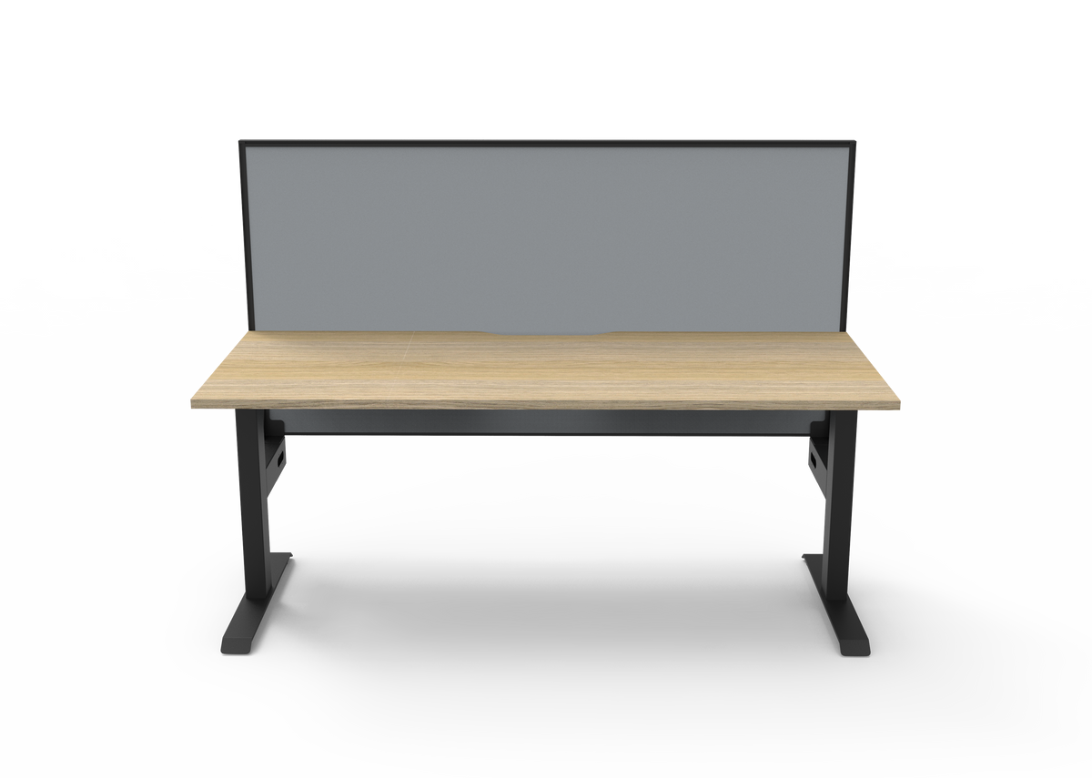 Rapidline Boost Static fixed height single sided workstation, E0 rated Natural Oak top on a black satin powdercoated frame. Supplied product image for model SB1PWS1875 NO/BL. View 2.