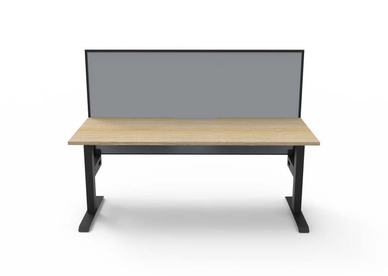 Rapidline Boost Static fixed height single sided workstation, E0 rated Natural Oak top on a black satin powdercoated frame. Supplied product image for model SB1PWS1875 NO/BL. View 2.