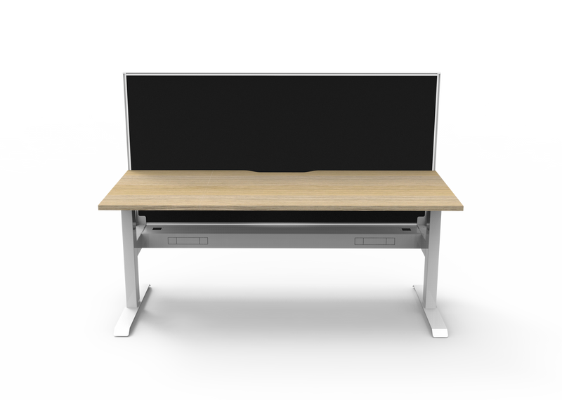 Rapidline Boost Static fixed height single sided workstation, E0 rated Natural Oak top on a white satin powdercoated frame. Supplied product image for model SB1PWSCT1275 NO/WS. View 2.