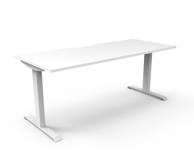 Rapidline Boost Static fixed height single sided workstation, E0 rated Natural White top on a white satin powdercoated frame. Supplied product image for model SB1P1575 NW/WS. View 1.