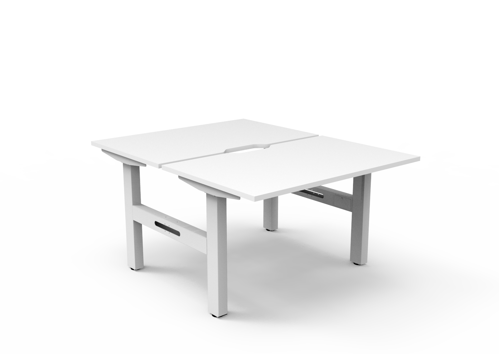 Rapidline Boost Static fixed height back to back workstation, E0 rated Natural White top on a white satin powdercoated frame. Supplied product image for model SB2P1275 NW/WS. View 1.