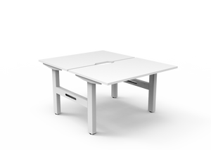 Rapidline Boost Static fixed height back to back workstation, E0 rated Natural White top on a white satin powdercoated frame. Supplied product image for model SB2P1275 NW/WS. View 1.