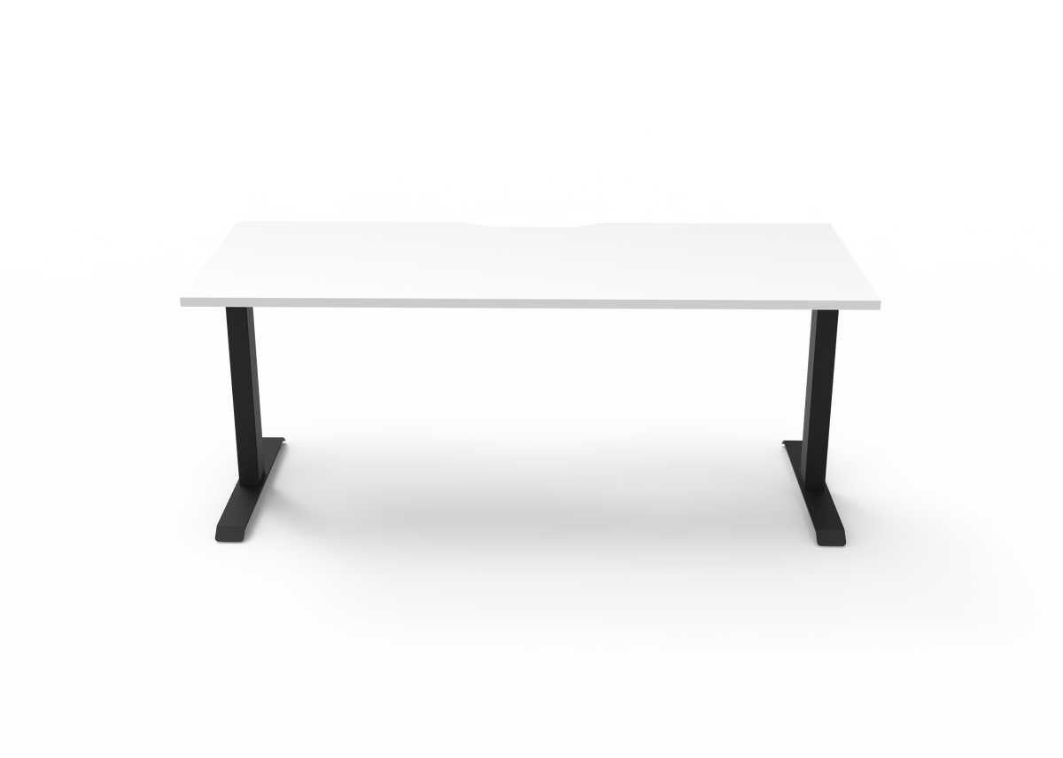 Rapidline Boost Static fixed height single sided workstation, E0 rated Natural White top on a black satin powdercoated frame. Supplied product image for model SB1P1875 NW/BL. View 2.