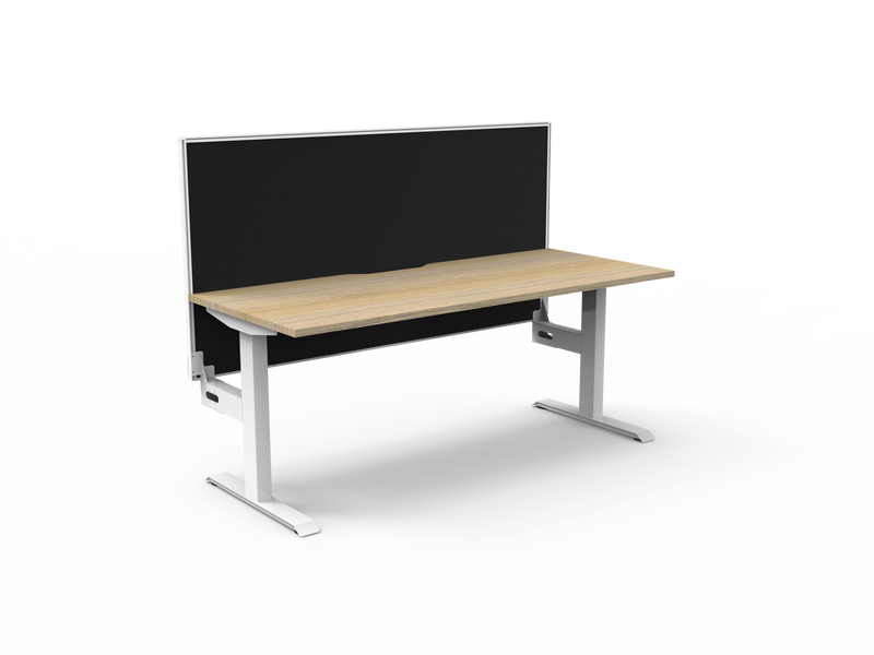 Rapidline Boost Static fixed height single sided workstation, E0 rated Natural Oak top on a white satin powdercoated frame. Supplied product image for model SB1PWS1275 NO/WS. View 1.