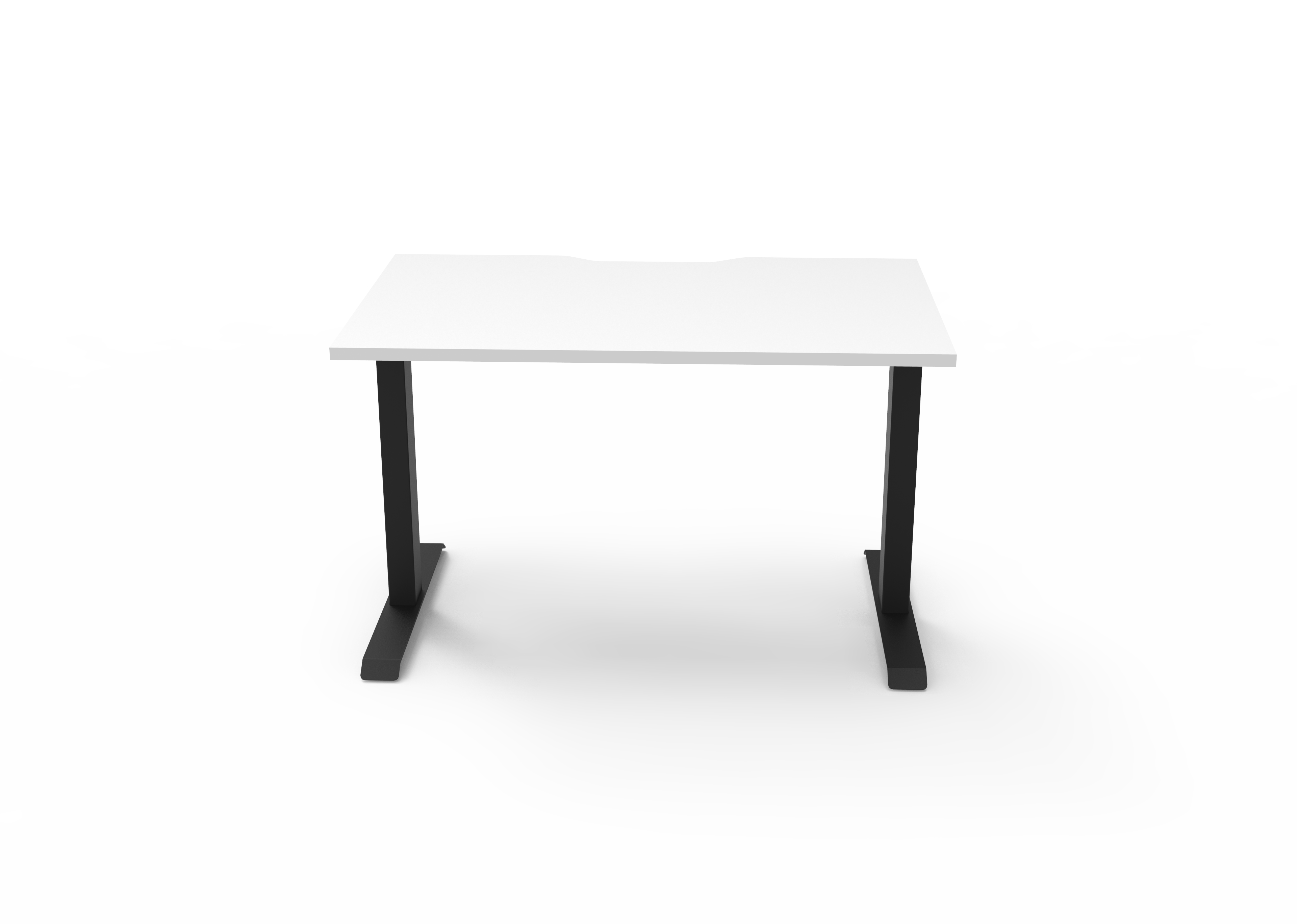 Rapidline Boost Static fixed height single sided workstation, E0 rated Natural White top on a black satin powdercoated frame. Supplied product image for model SB1P1275 NW/BL. View 2.