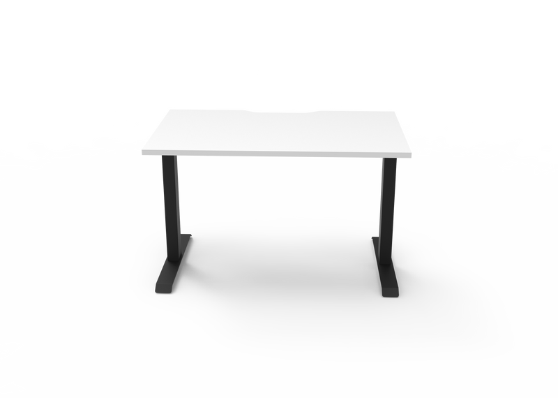 Rapidline Boost Static fixed height single sided workstation, E0 rated Natural White top on a black satin powdercoated frame. Supplied product image for model SB1P1275 NW/BL. View 2.