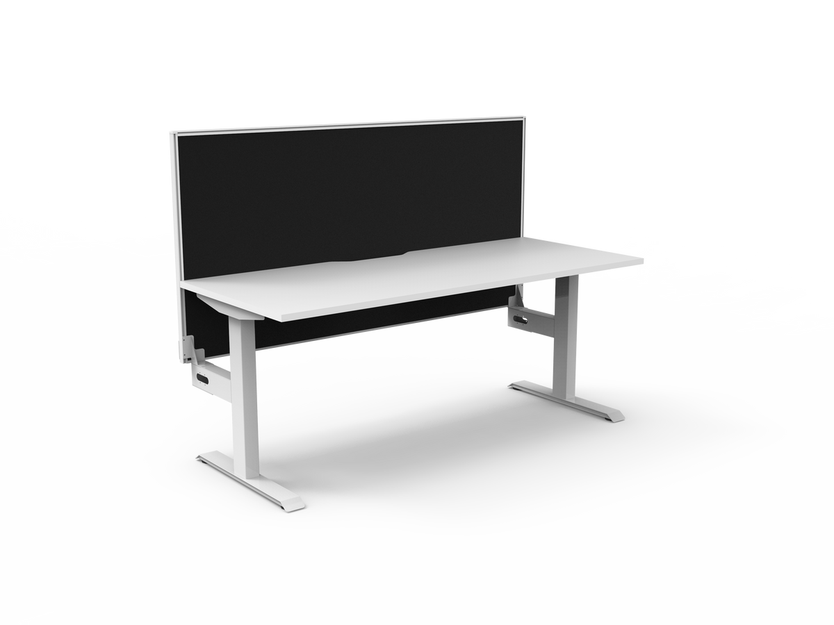 Rapidline Boost Static fixed height single sided workstation, E0 rated Natural White top on a white satin powdercoated frame. Supplied product image for model SB1PWS1575 NW/WS. View 1.