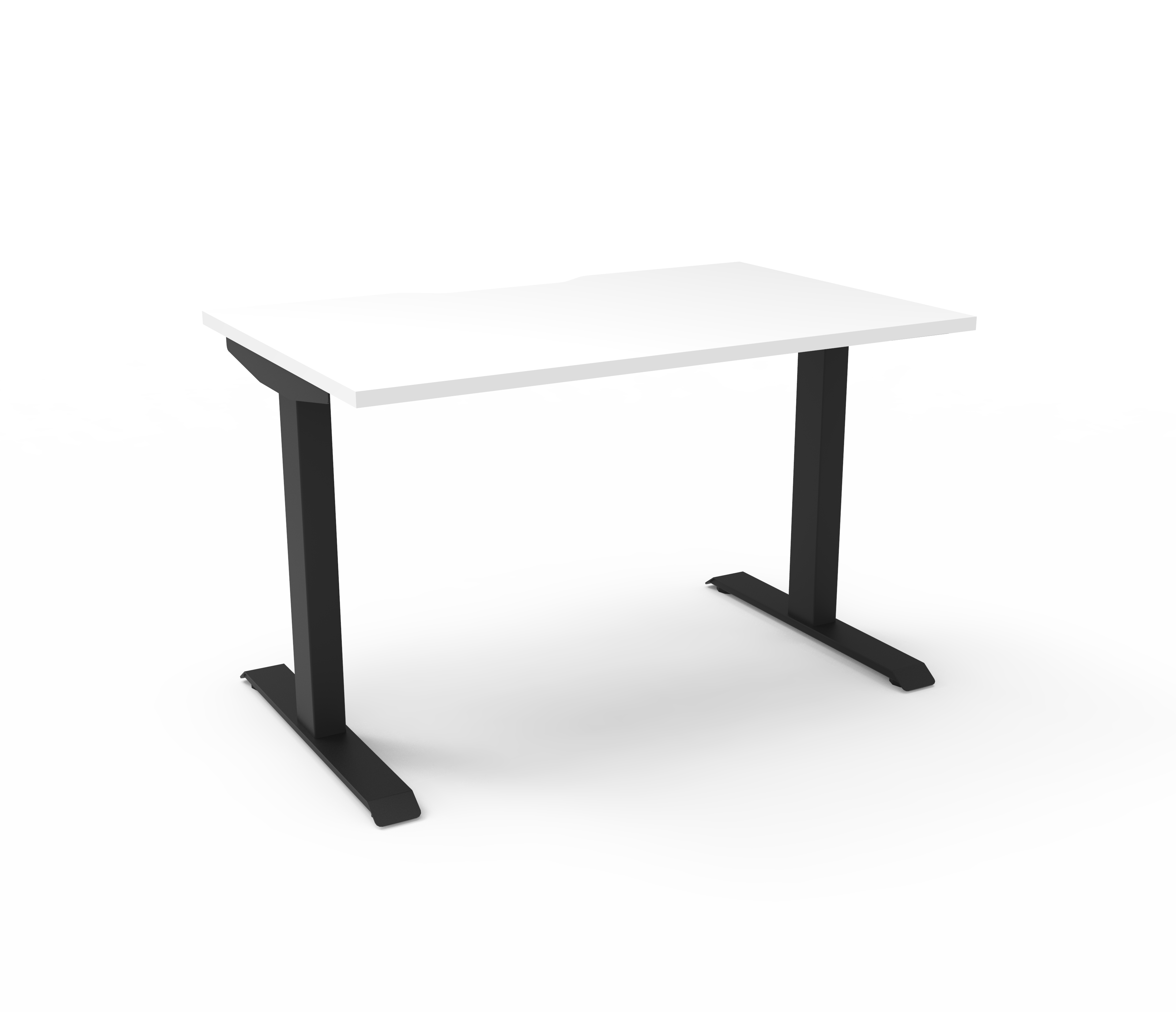 Rapidline Boost Static fixed height single sided workstation, E0 rated Natural White top on a black satin powdercoated frame. Supplied product image for model SB1P1275 NW/BL. View 1.