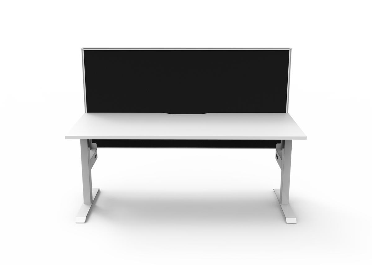 Rapidline Boost Static fixed height single sided workstation, E0 rated Natural White top on a white satin powdercoated frame. Supplied product image for model SB1PWS1575 NW/WS. View 2.