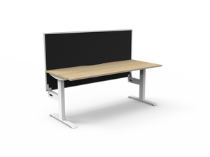 Rapidline Boost Static fixed height single sided workstation, E0 rated Natural Oak top on a white satin powdercoated frame. Supplied product image for model SB1PWS1575 NO/WS. View 1.