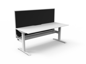 Rapidline Boost Static fixed height single sided workstation, E0 rated Natural White top on a white satin powdercoated frame. Supplied product image for model SB1PWSCT1575 NW/WS. View 1.