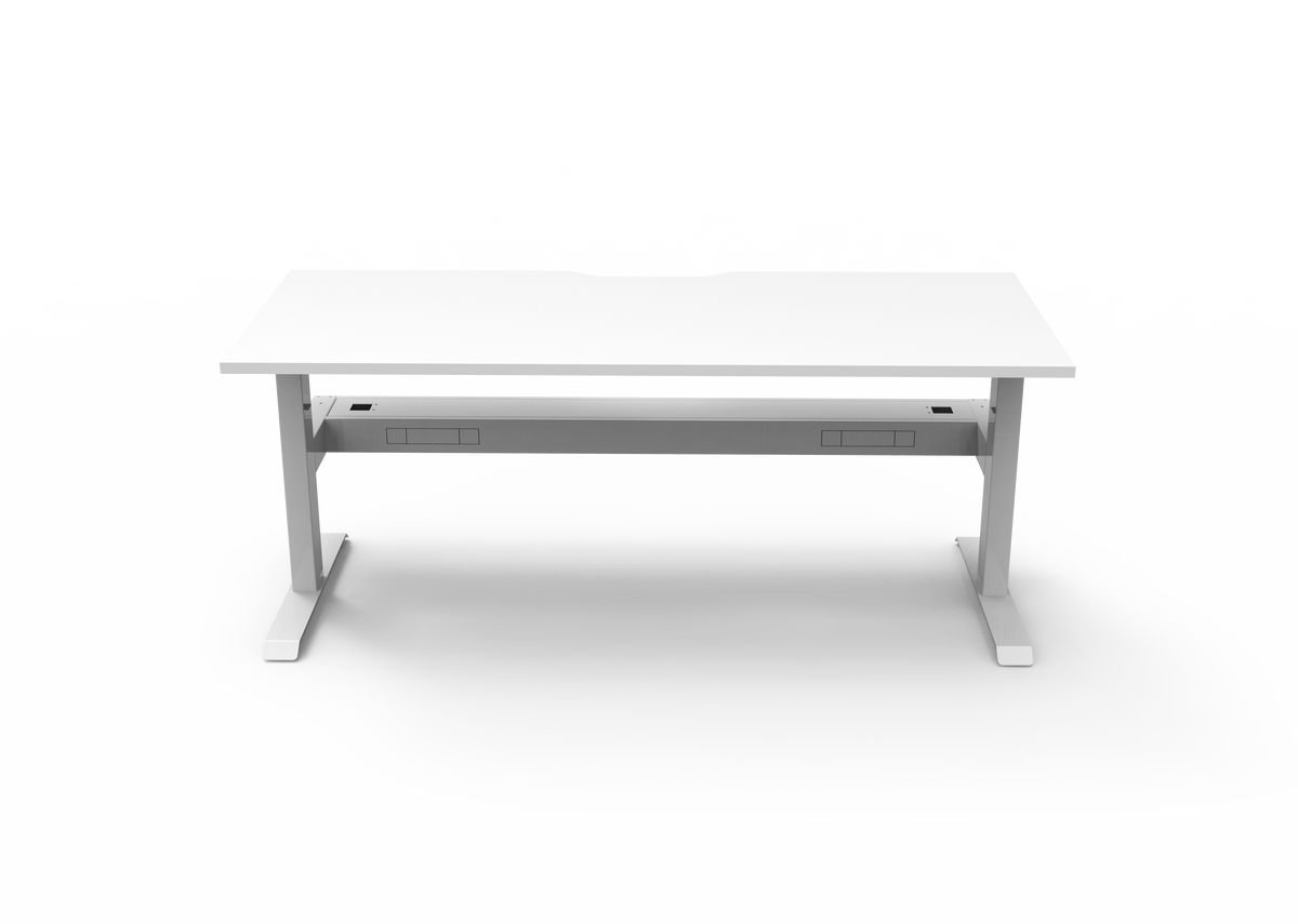 Rapidline Boost Static fixed height single sided workstation, E0 rated Natural White top on a white satin powdercoated frame. Supplied product image for model SB1PCT1575 NW/WS. View 2.