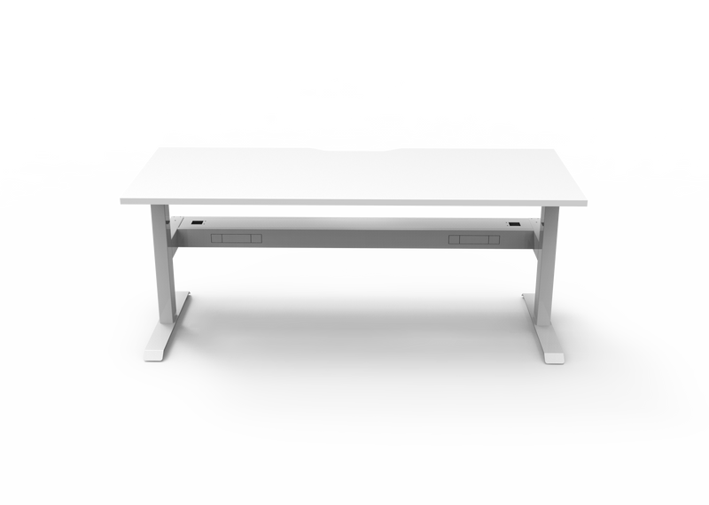 Rapidline Boost Static fixed height single sided workstation, E0 rated Natural White top on a white satin powdercoated frame. Supplied product image for model SB1PCT1575 NW/WS. View 2.