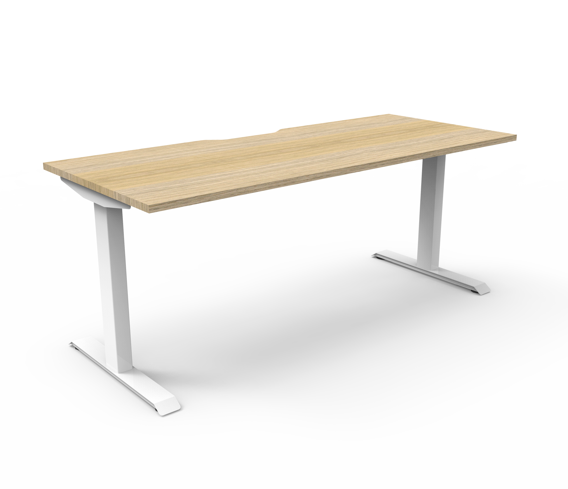 Rapidline Boost Static fixed height single sided workstation, E0 rated Natural Oak top on a white satin powdercoated frame. Supplied product image for model SB1P1875 NO/WS. View 1.