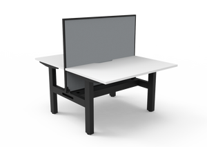 Rapidline Boost Static fixed height back to back workstation, E0 rated Natural White top on a black satin powdercoated frame. Supplied product image for model SB2PWSCT1275 NW/BL. View 1.