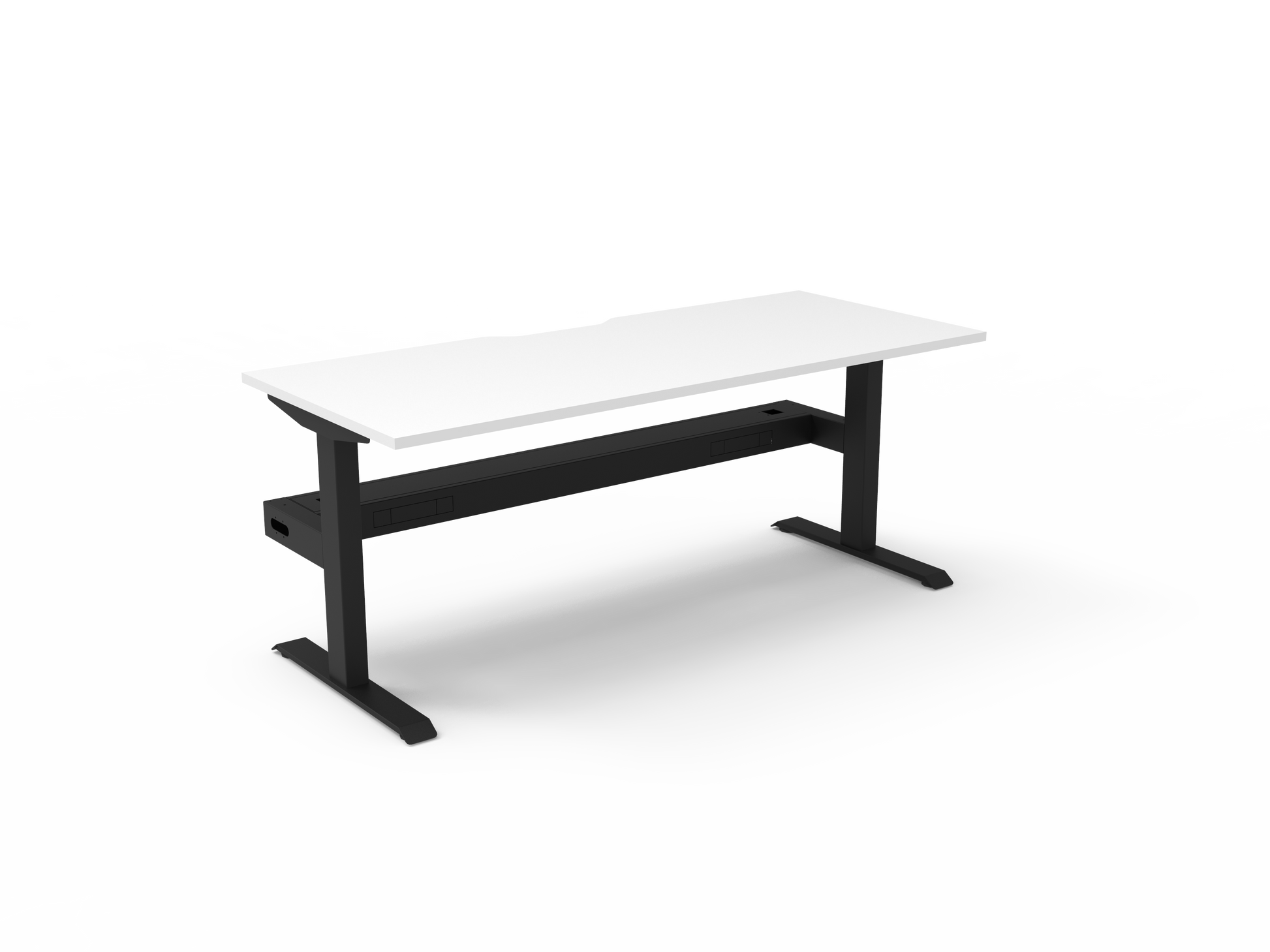 Rapidline Boost Static fixed height single sided workstation, E0 rated Natural White top on a black satin powdercoated frame. Supplied product image for model SB1PCT1575 NW/BL. View 1.