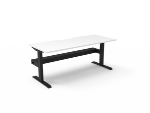 Rapidline Boost Static fixed height single sided workstation, E0 rated Natural White top on a black satin powdercoated frame. Supplied product image for model SB1PCT1575 NW/BL. View 1.