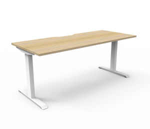 Rapidline Boost Static fixed height single sided workstation, E0 rated Natural Oak top on a white satin powdercoated frame. Supplied product image for model SB1P1575 NO/WS. View 1.