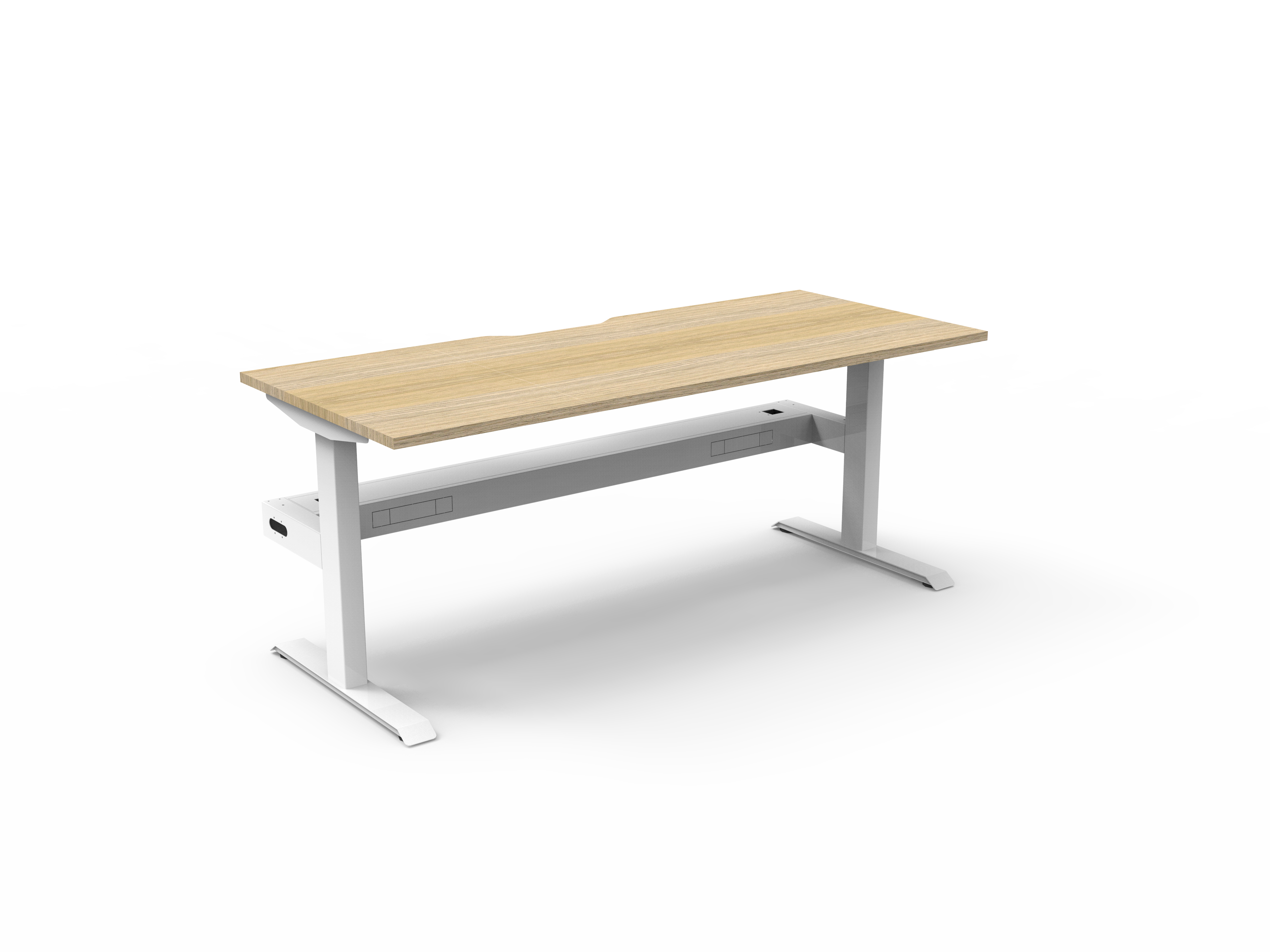 Rapidline Boost Static fixed height single sided workstation, E0 rated Natural Oak top on a white satin powdercoated frame. Supplied product image for model SB1PCT1575 NO/WS. View 1.