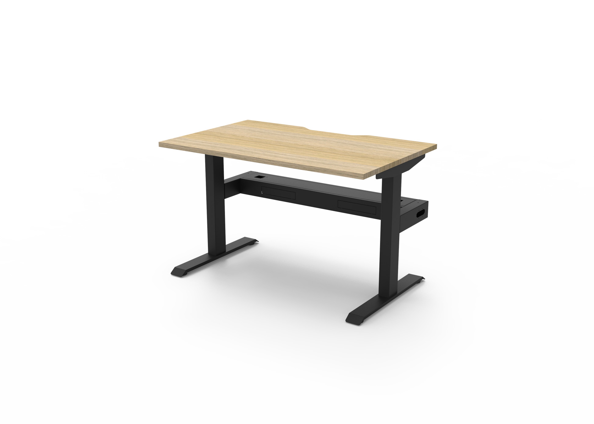 Rapidline Boost Static fixed height single sided workstation, E0 rated Natural Oak top on a black satin powdercoated frame. Supplied product image for model SB1PCT1275 NO/BL. View 4.