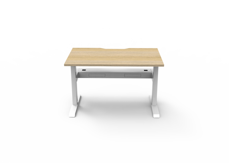 Rapidline Boost Static fixed height single sided workstation, E0 rated Natural Oak top on a white satin powdercoated frame. Supplied product image for model SB1PCT1275 NO/WS. View 3.
