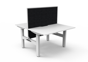 Rapidline Boost Static fixed height back to back workstation, E0 rated Natural White top on a white satin powdercoated frame. Supplied product image for model SB2PWS1275 NW/WS. View 1.