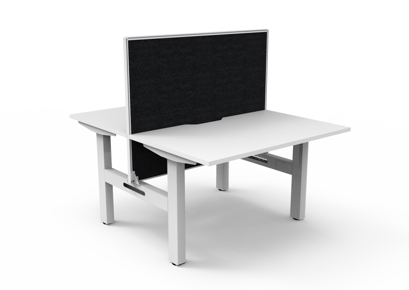 Rapidline Boost Static fixed height back to back workstation, E0 rated Natural White top on a white satin powdercoated frame. Supplied product image for model SB2PWS1275 NW/WS. View 1.
