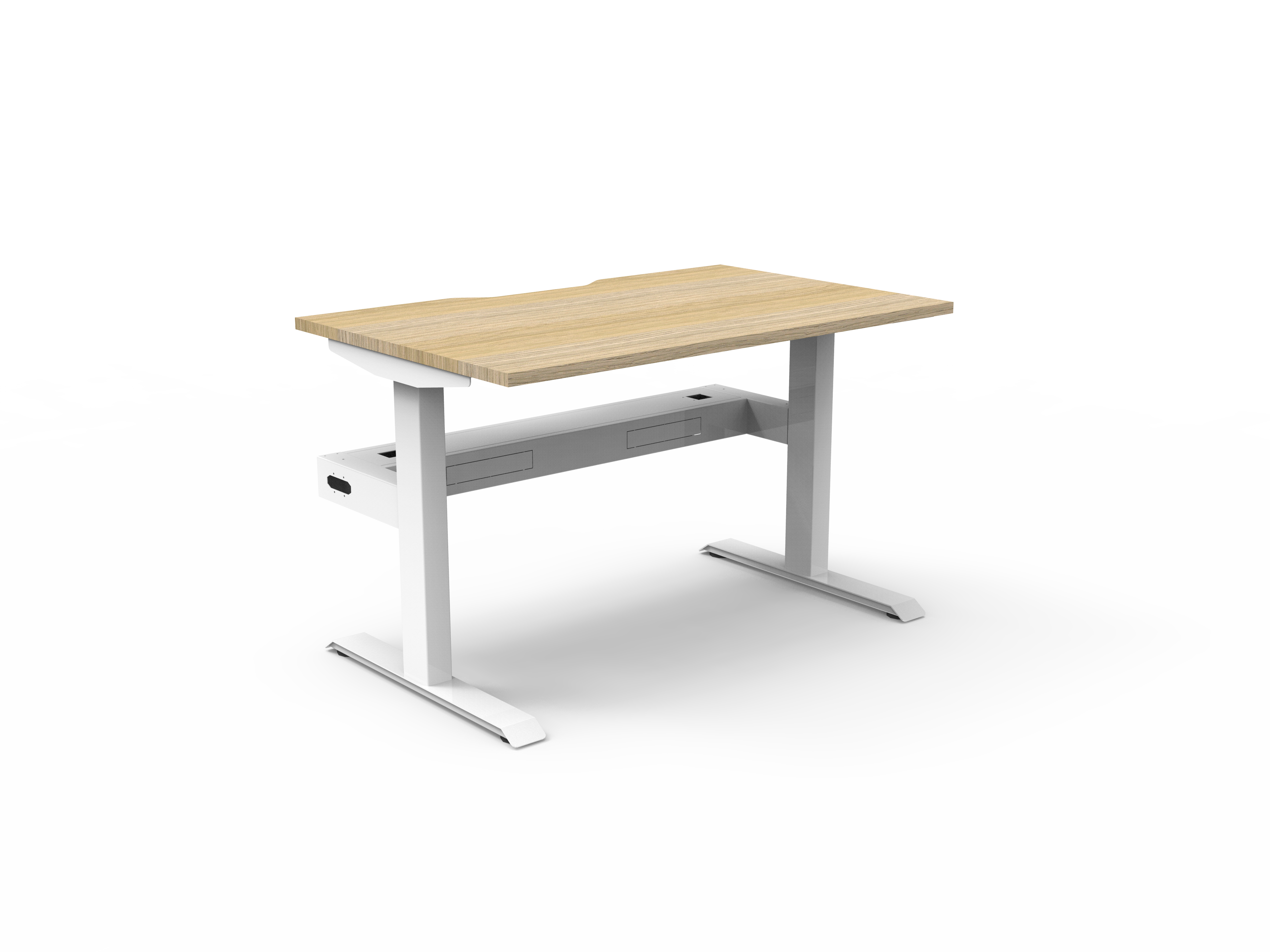 Rapidline Boost Static fixed height single sided workstation, E0 rated Natural Oak top on a white satin powdercoated frame. Supplied product image for model SB1PCT1275 NO/WS. View 1.