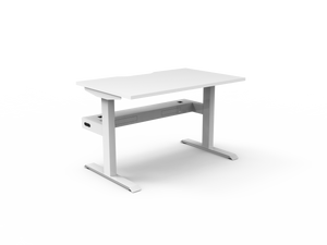 Rapidline Boost Static fixed height single sided workstation, E0 rated Natural White top on a white satin powdercoated frame. Supplied product image for model SB1PCT1275 NW/WS. View 1.