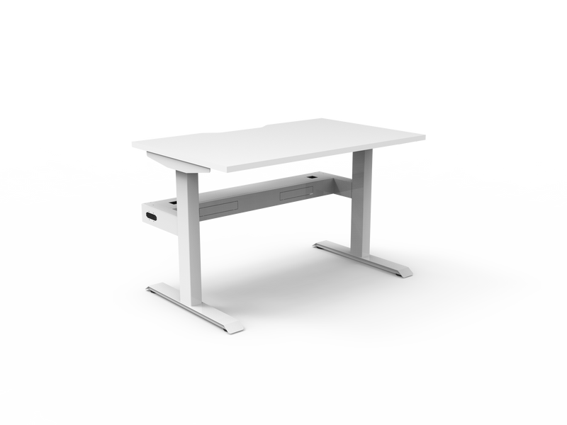 Rapidline Boost Static fixed height single sided workstation, E0 rated Natural White top on a white satin powdercoated frame. Supplied product image for model SB1PCT1275 NW/WS. View 1.