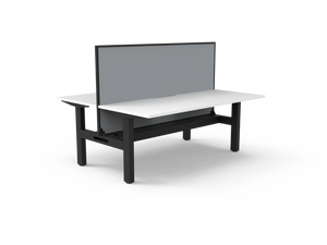 Rapidline Boost Static fixed height back to back workstation, E0 rated Natural White top on a black satin powdercoated frame. Supplied product image for model SB2PWSCT1875 NW/BL. View 1.