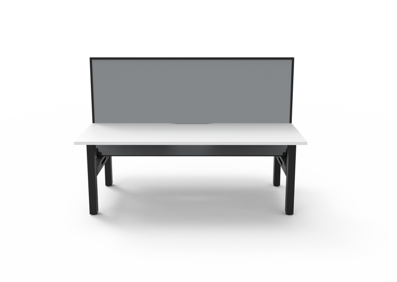 Rapidline Boost Static fixed height back to back workstation, E0 rated Natural White top on a black satin powdercoated frame. Supplied product image for model SB2PWS1875 NW/BL. View 2.