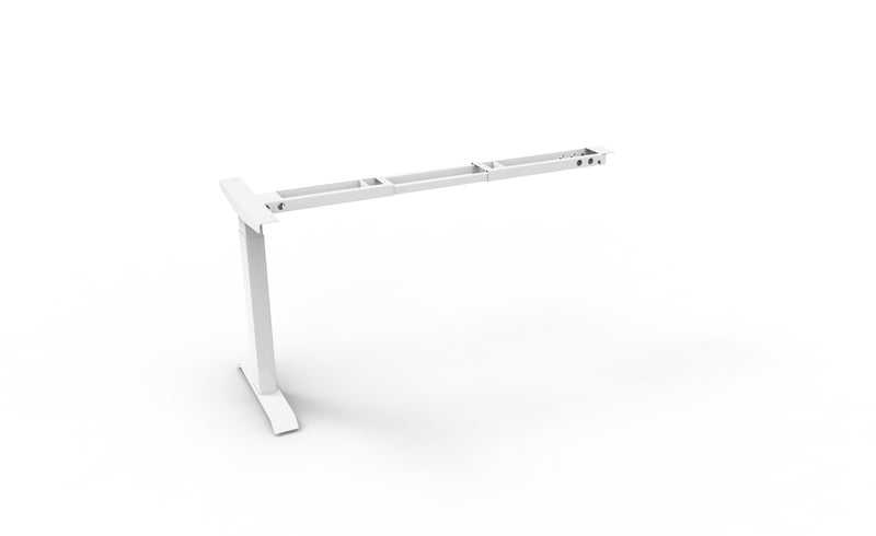 Rapidline Boost Crank manual height adjustable workstation frame finished in white satin powdercoat. Supplied product image for model BCF-RF WS. View 2.