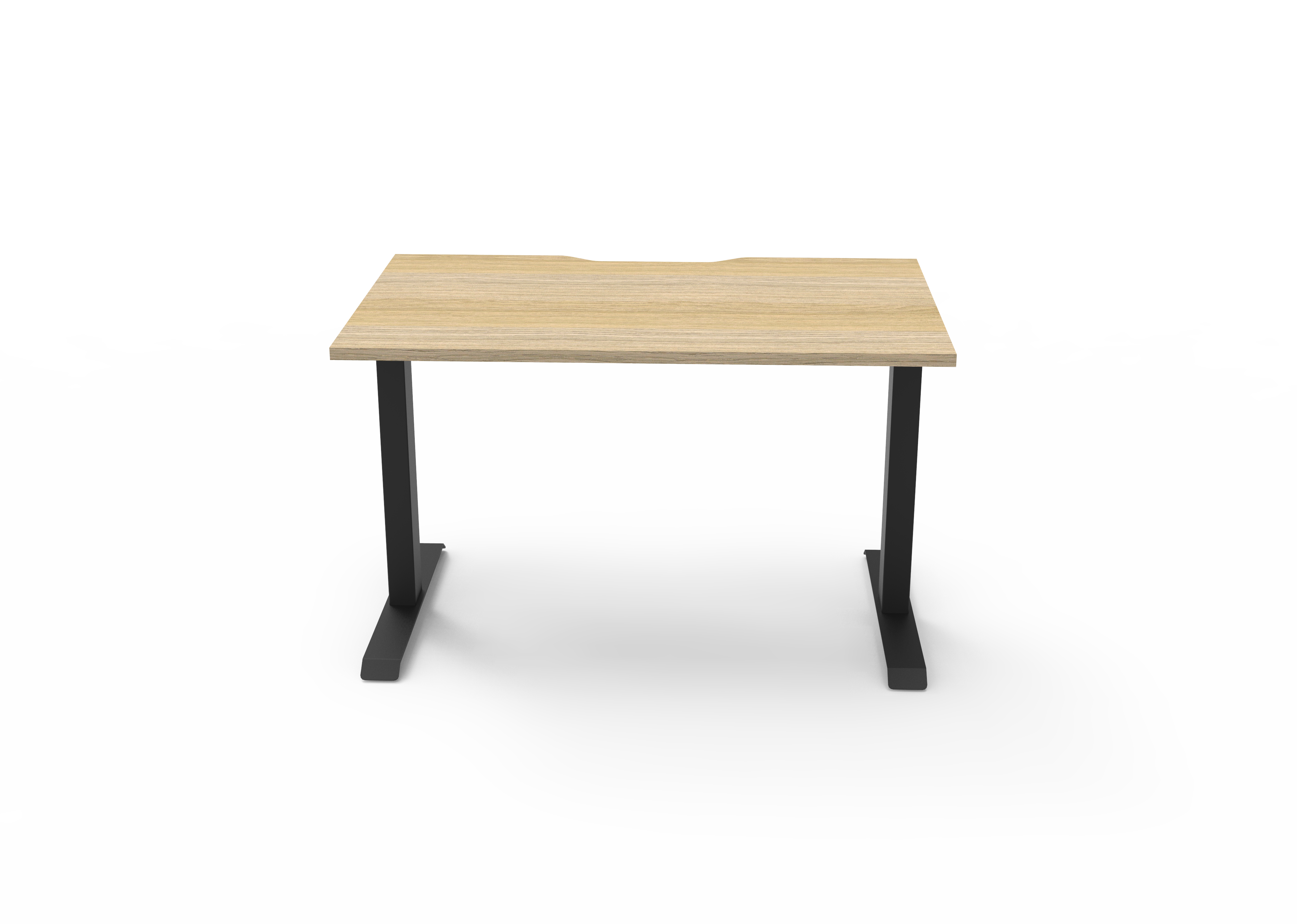 Rapidline Boost Static fixed height single sided workstation, E0 rated Natural Oak top on a black satin powdercoated frame. Supplied product image for model SB1P1275 NO/BL. View 2.