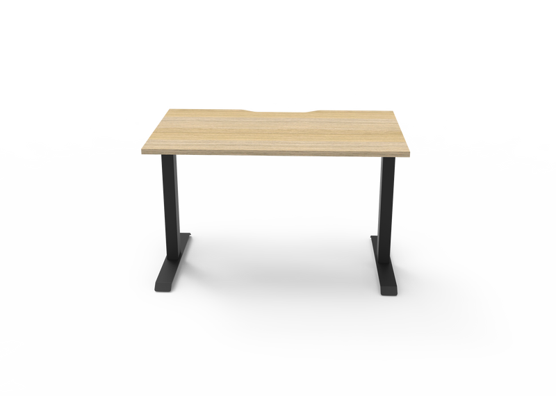 Rapidline Boost Static fixed height single sided workstation, E0 rated Natural Oak top on a black satin powdercoated frame. Supplied product image for model SB1P1275 NO/BL. View 2.
