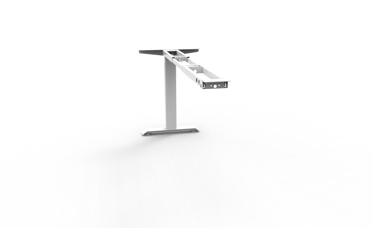 Rapidline Boost Crank manual height adjustable workstation frame finished in white satin powdercoat. Supplied product image for model BCF-RF WS. View 3.