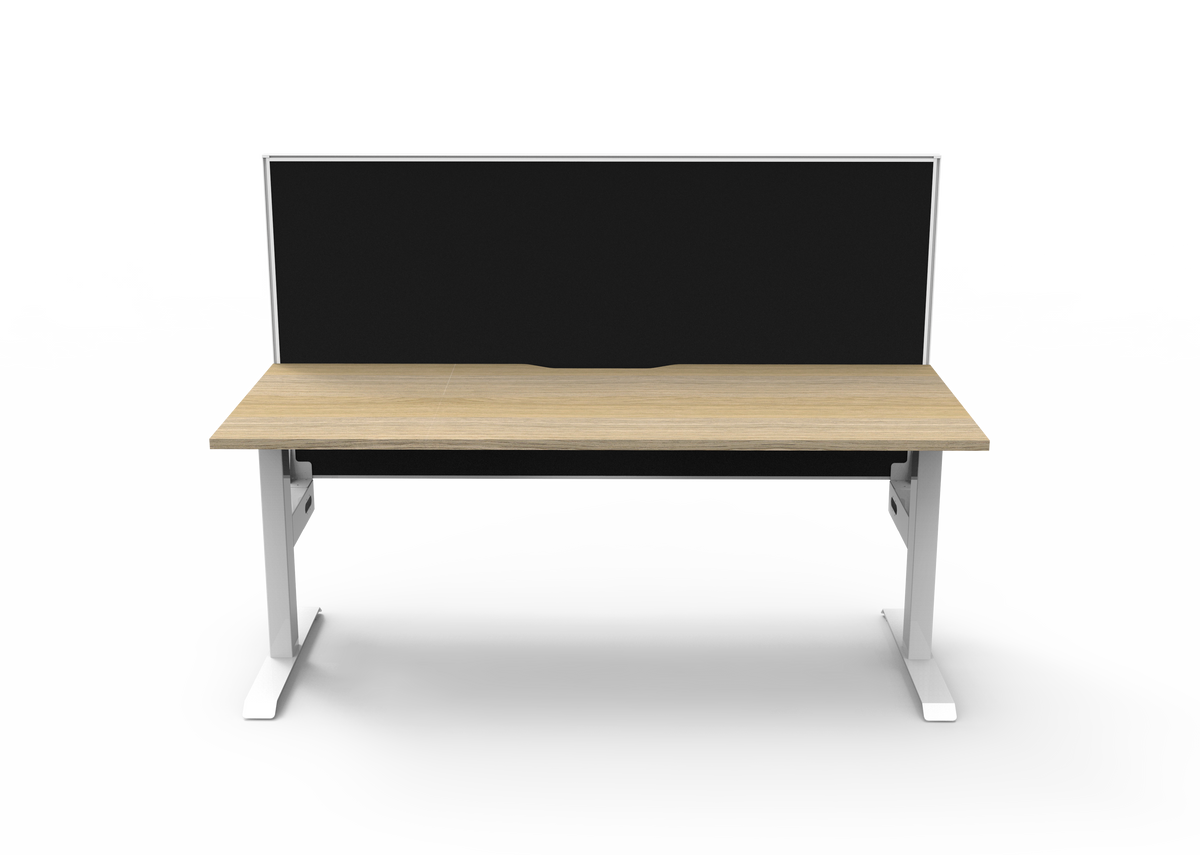 Rapidline Boost Static fixed height single sided workstation, E0 rated Natural Oak top on a white satin powdercoated frame. Supplied product image for model SB1PWS1275 NO/WS. View 2.