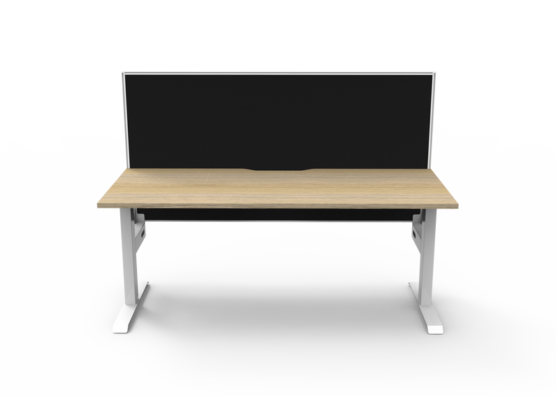 Rapidline Boost Static fixed height single sided workstation, E0 rated Natural Oak top on a white satin powdercoated frame. Supplied product image for model SB1PWS1275 NO/WS. View 2.