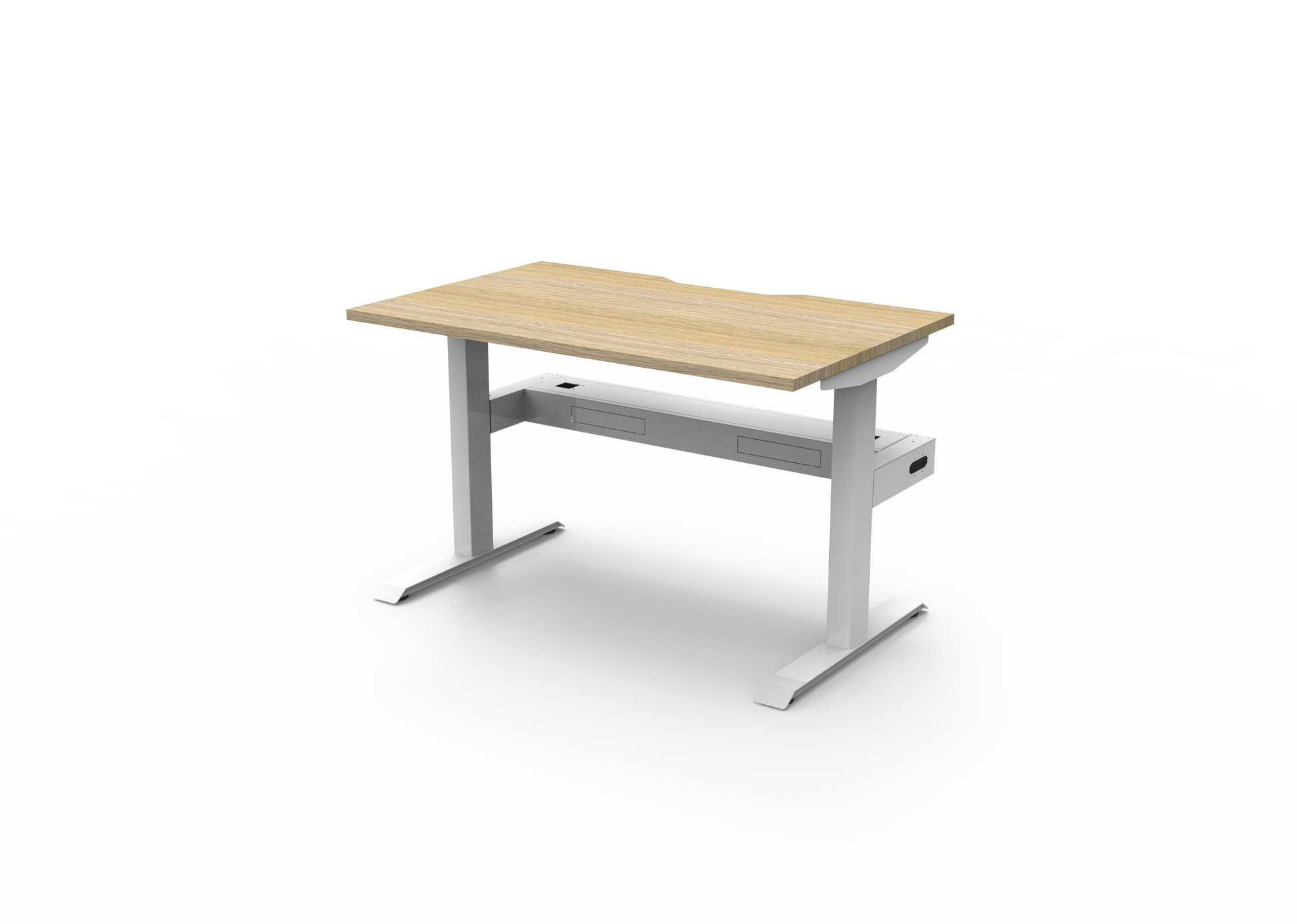 Rapidline Boost Static fixed height single sided workstation, E0 rated Natural Oak top on a white satin powdercoated frame. Supplied product image for model SB1PCT1275 NO/WS. View 4.