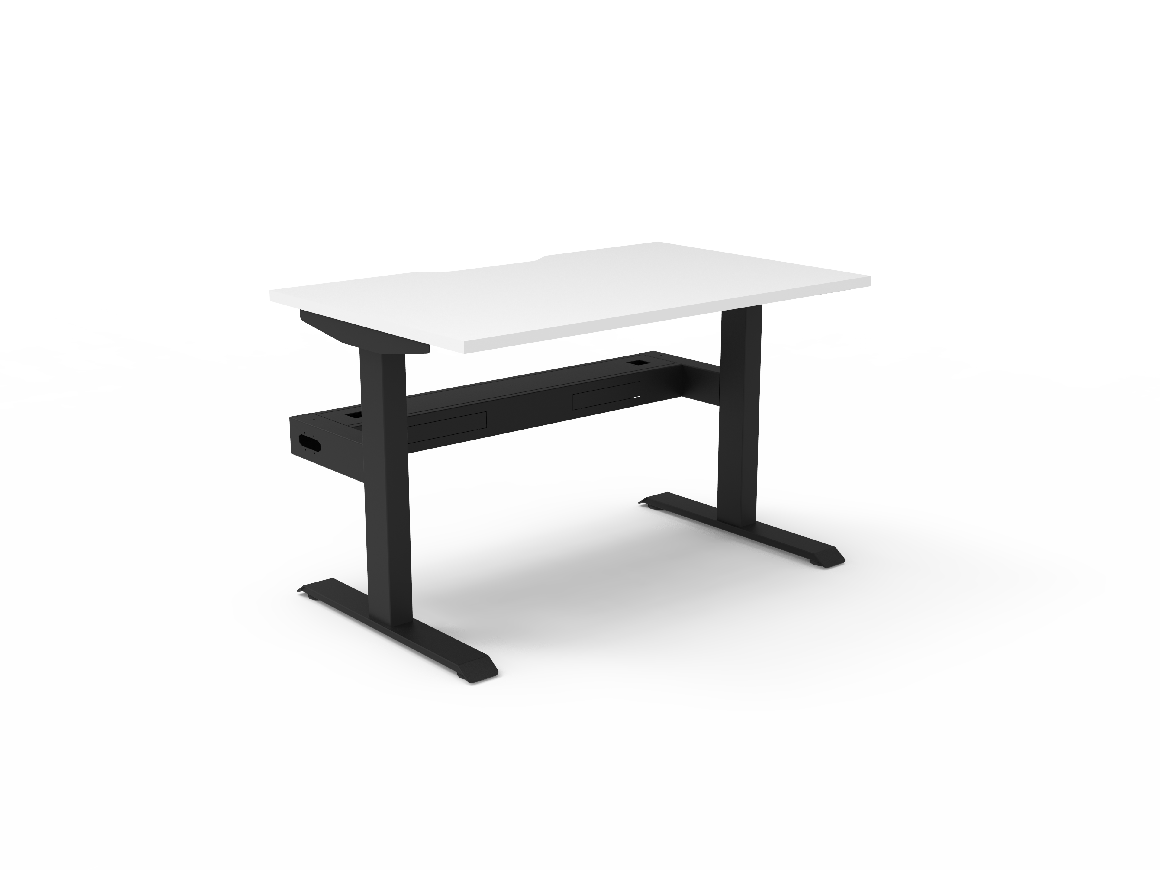 Rapidline Boost Static fixed height single sided workstation, E0 rated Natural White top on a black satin powdercoated frame. Supplied product image for model SB1PCT1275 NW/BL. View 1.