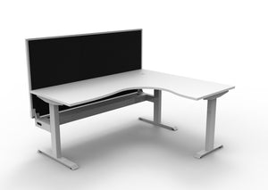 Rapidline Boost Static fixed height corner workstation, E0 rated Natural White top on a white satin powdercoated frame. Supplied product image for model SBCNRWSCT1P1815 NW/WS. View 1.