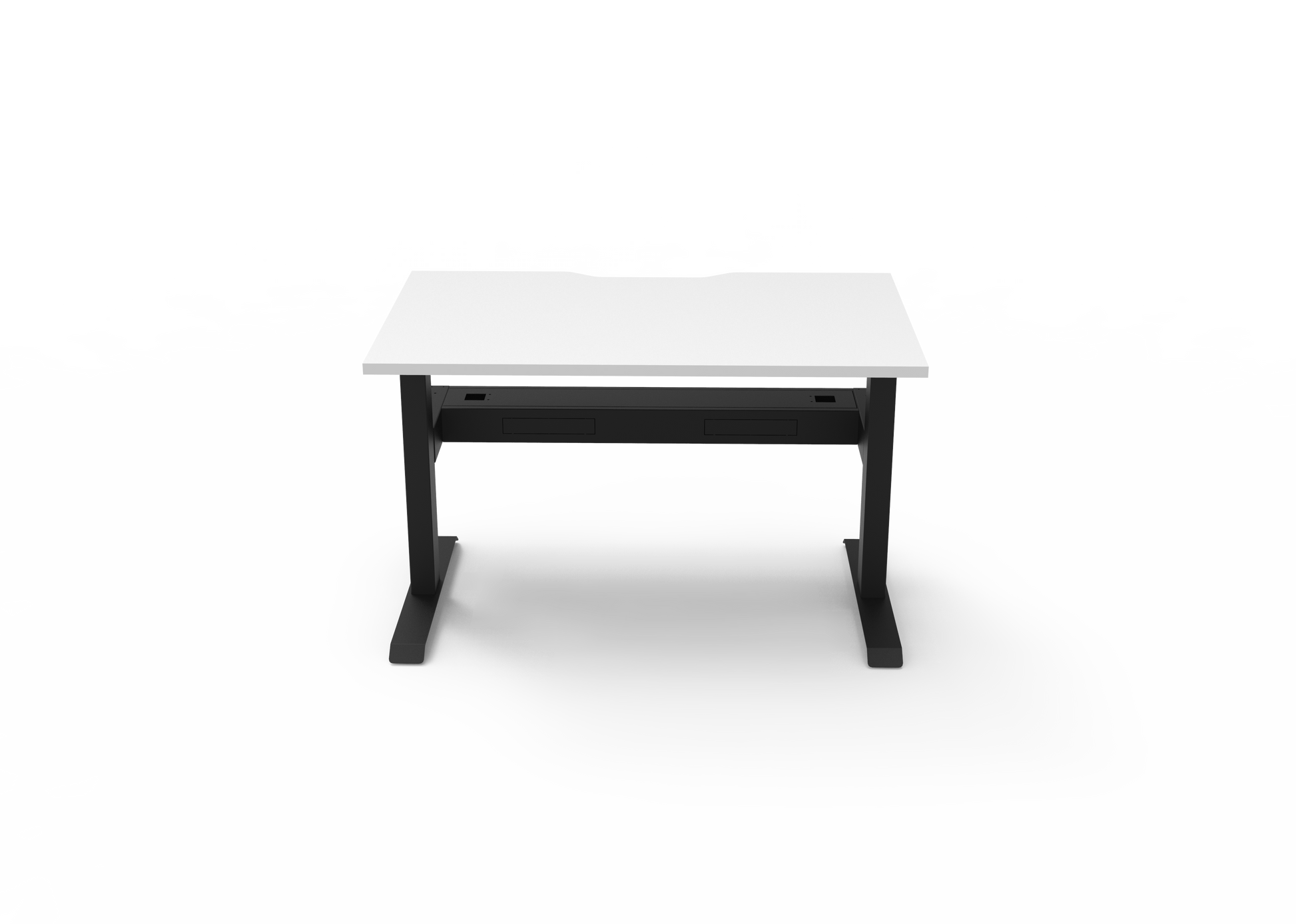 Rapidline Boost Static fixed height single sided workstation, E0 rated Natural White top on a black satin powdercoated frame. Supplied product image for model SB1PCT1275 NW/BL. View 3.