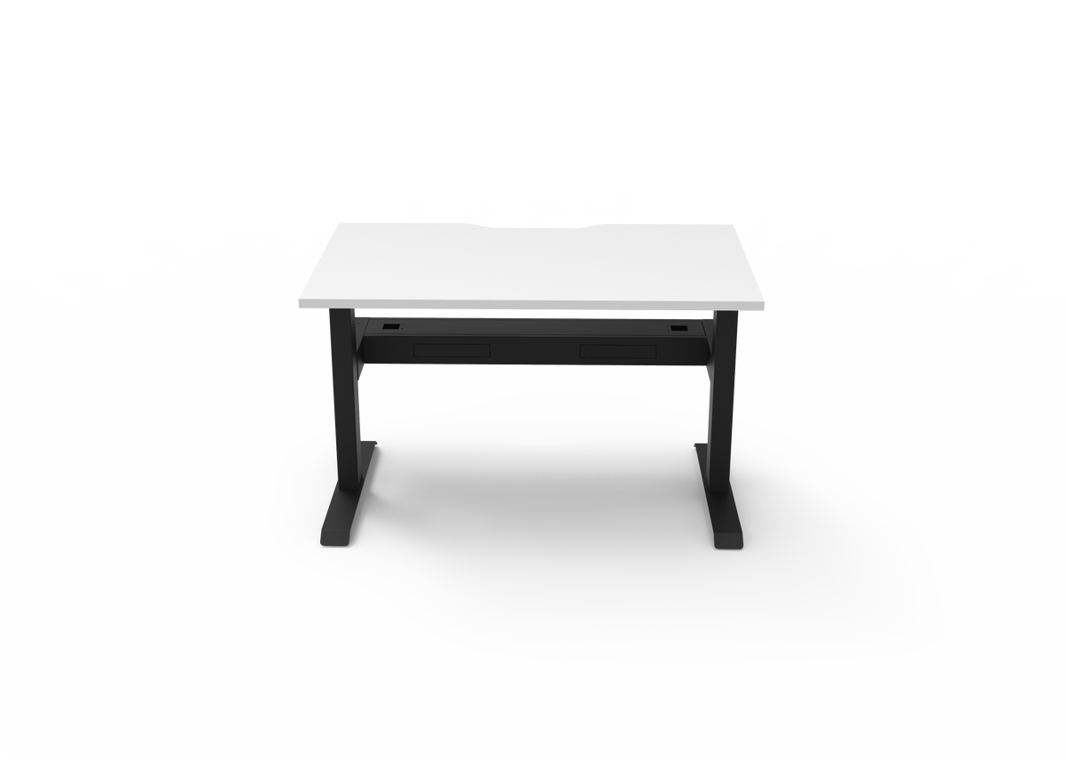 Rapidline Boost Static fixed height single sided workstation, E0 rated Natural White top on a black satin powdercoated frame. Supplied product image for model SB1PCT1275 NW/BL. View 3.