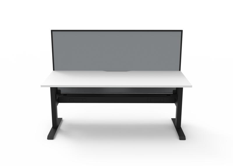 Rapidline Boost Static fixed height single sided workstation, E0 rated Natural White top on a black satin powdercoated frame. Supplied product image for model SB1PWSCT1275 NW/BL. View 2.