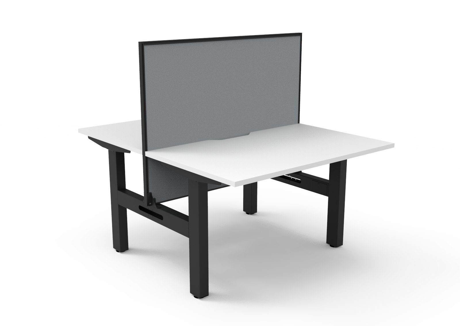 Rapidline Boost Static fixed height back to back workstation, E0 rated Natural White top on a black satin powdercoated frame. Supplied product image for model SB2PWS1275 NW/BL. View 1.
