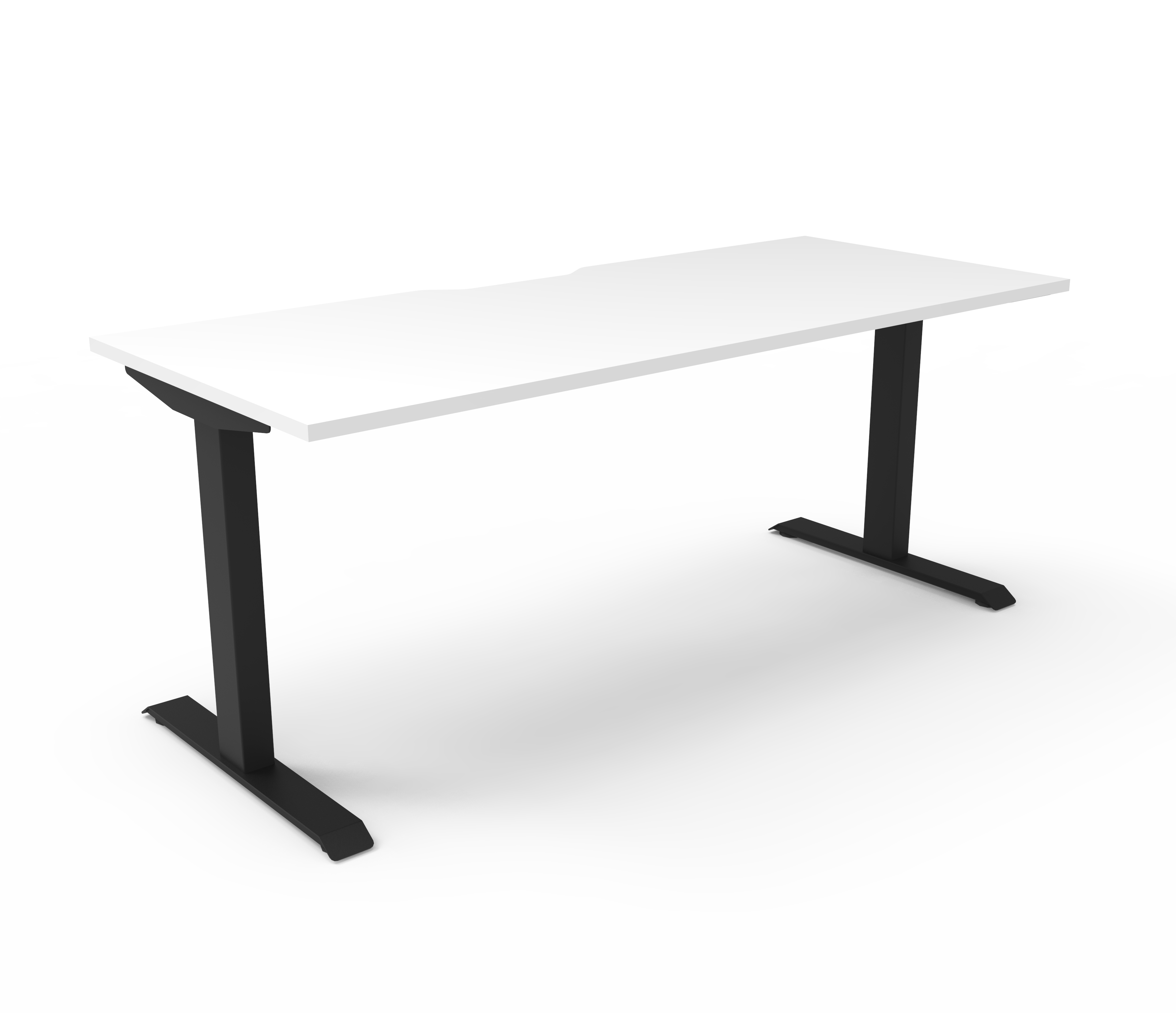 Rapidline Boost Static fixed height single sided workstation, E0 rated Natural White top on a black satin powdercoated frame. Supplied product image for model SB1P1875 NW/BL. View 1.