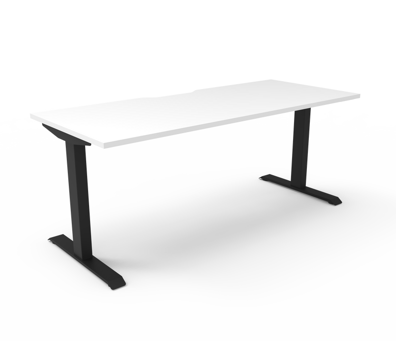 Rapidline Boost Static fixed height single sided workstation, E0 rated Natural White top on a black satin powdercoated frame. Supplied product image for model SB1P1875 NW/BL. View 1.