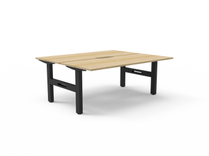 Rapidline Boost Static fixed height back to back workstation, E0 rated Natural Oak top on a black satin powdercoated frame. Supplied product image for model SB2P1875 NO/BL. View 1.
